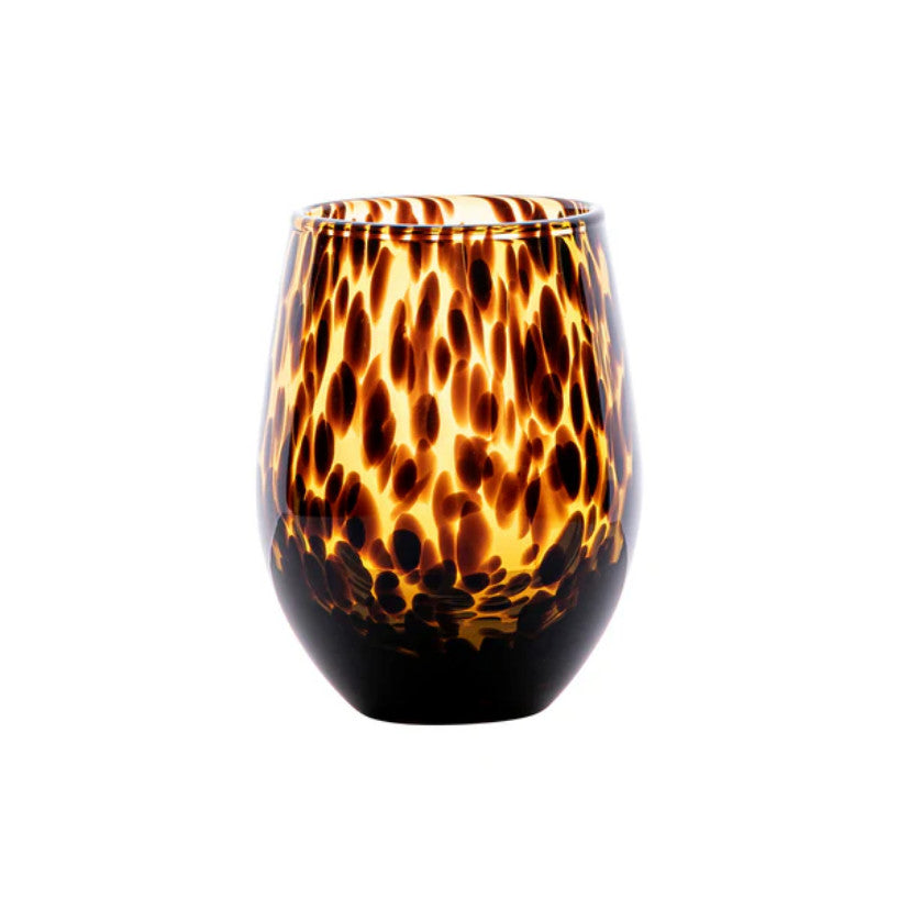Puro Stemless Wine Glass - Tortoiseshell