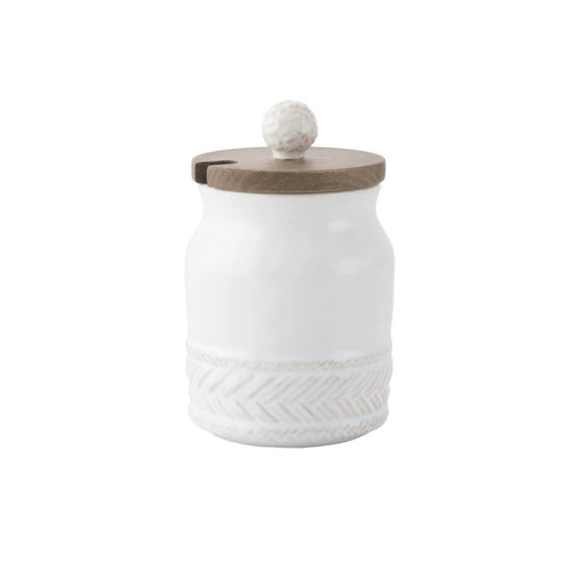 Le Panier Sugar Bowl with Wooden Lid - Whitewash