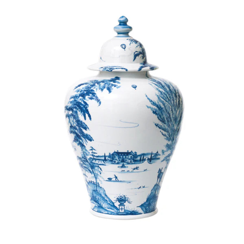 Country Estate 17" Ginger Jar with Lid - Delft Blue
