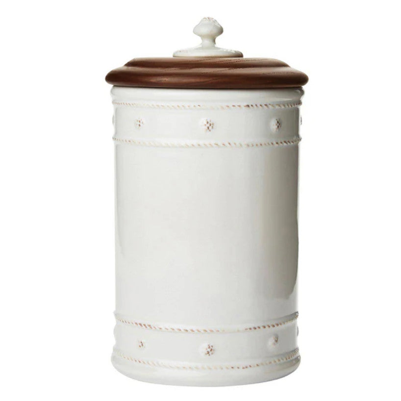 Berry & Thread 10" Canister with Wooden Lid - Whitewash