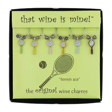 6-Piece Tennis Racquet Wine Charms