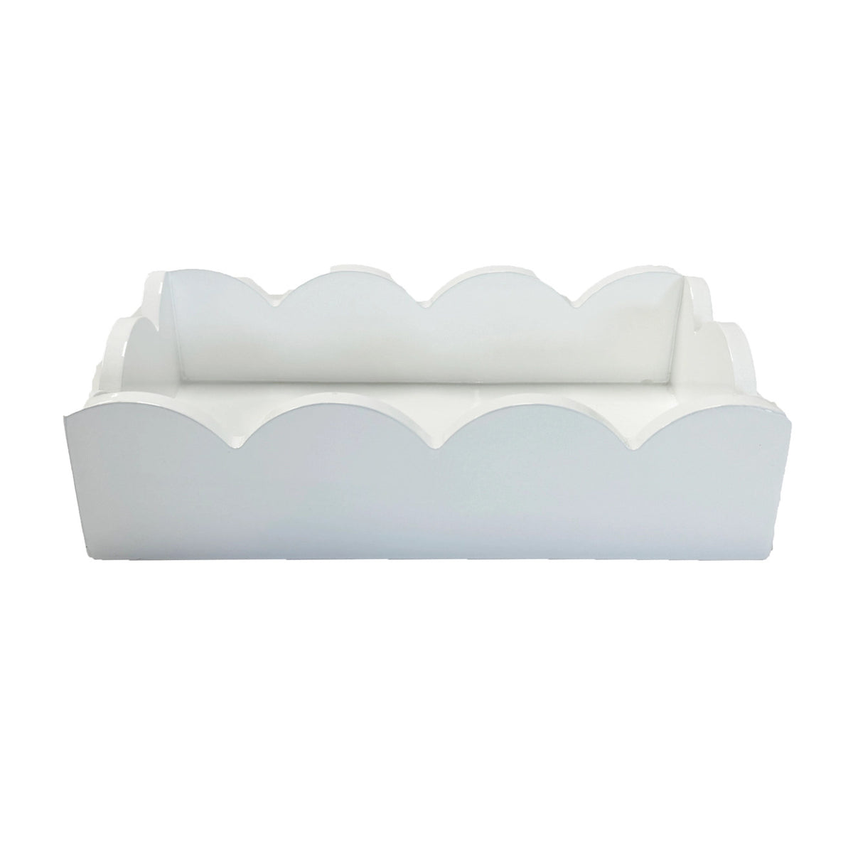 Lacquer Scalloped Guest Towel Holder | White