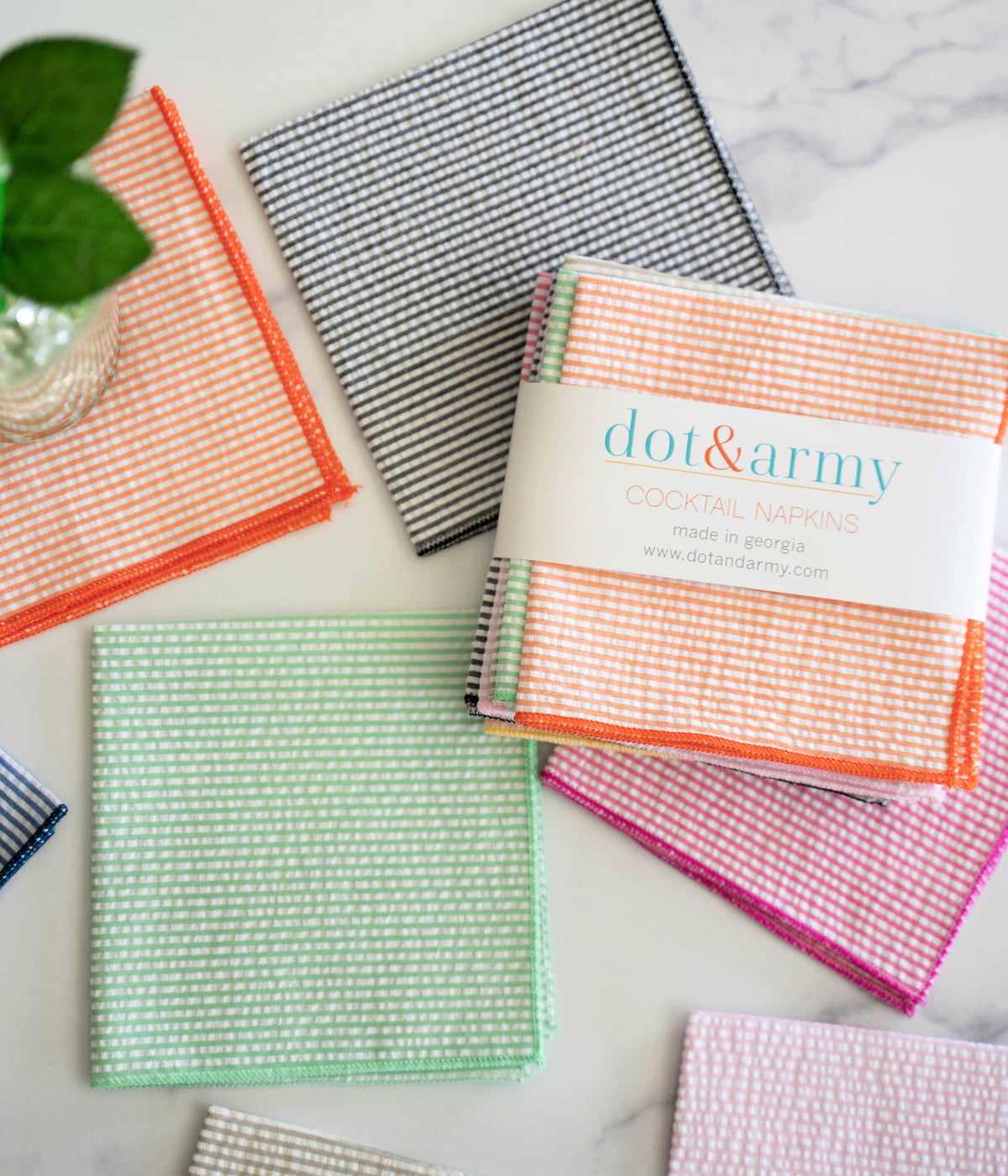Seersucker Cloth Napkins - Vibrant, Easy-Care - set of eight