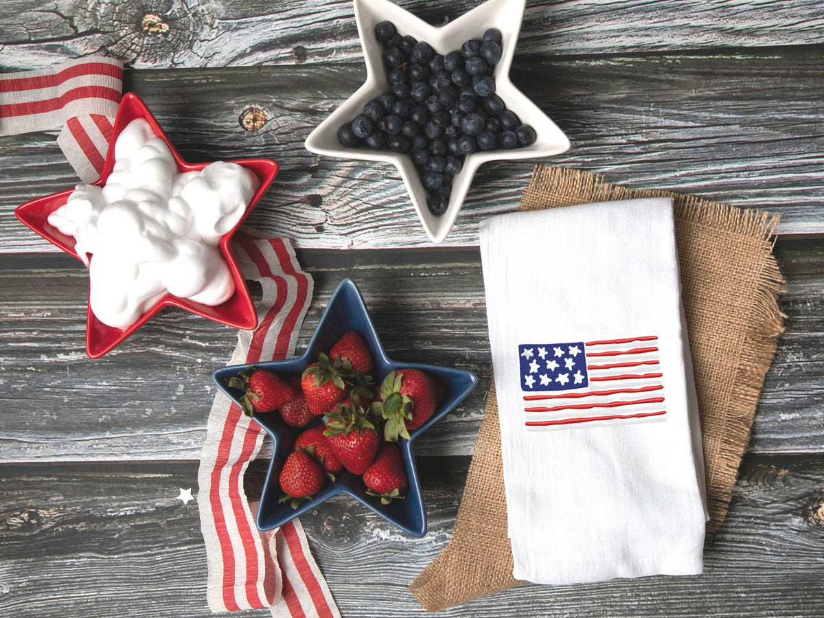 Embroidered Tea Towel Abstract American Flag