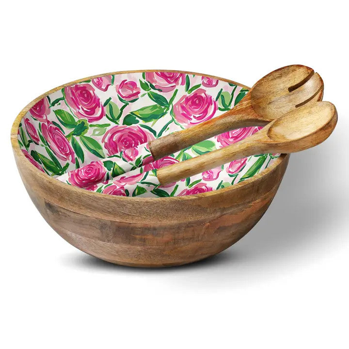 Roses 12" Serving Bowl with Servers