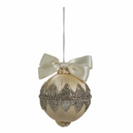 Jeweled Ornament Ivory 4"