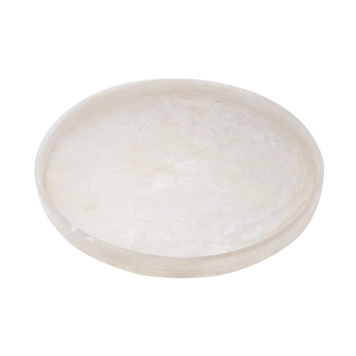 Lg White Resin Round Tray Dia 16.10"