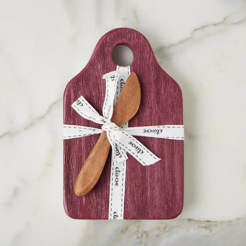 Dutch Cheese Board with Spreader, Small, Merlot Red