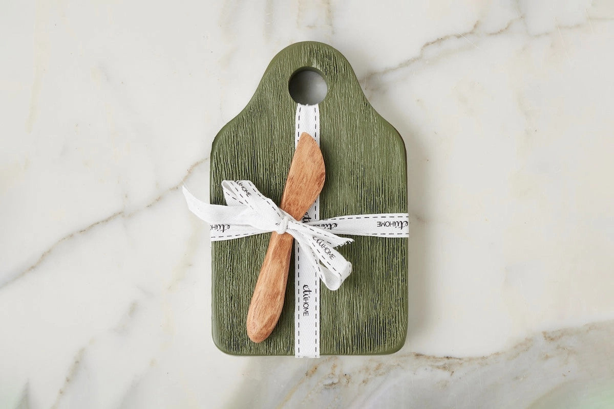 Dutch Cheese Board with Spreader, Small, Spruce Green