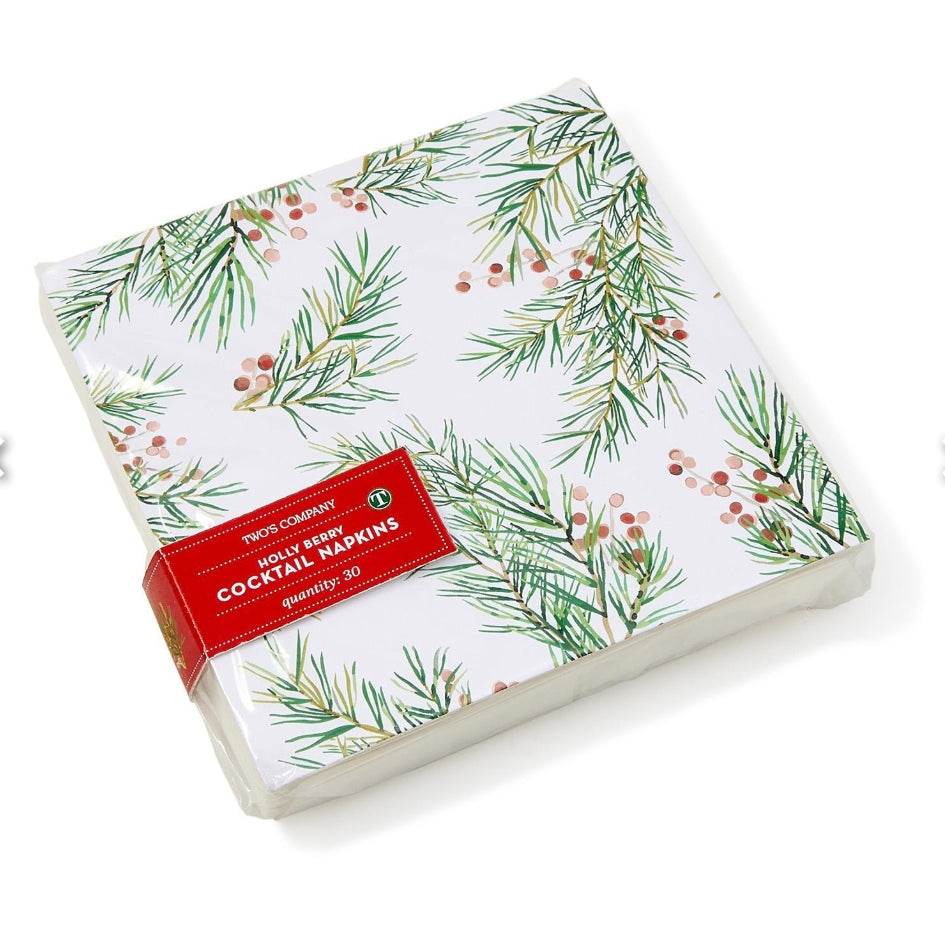 Pine Berry 3-Ply Paper Cocktail Napkins (includes 30 napkins)
