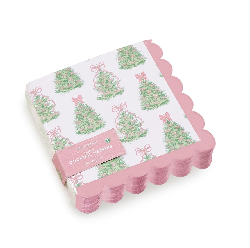Fancy and Festive 3-Ply Paper Cocktail Napkin with Scalloped Edge (includes 30 napkins)