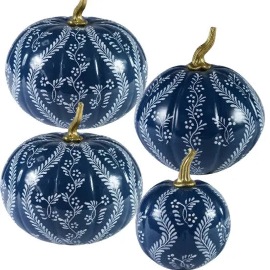 Extra Small Navy Pumpkin with White Trellis