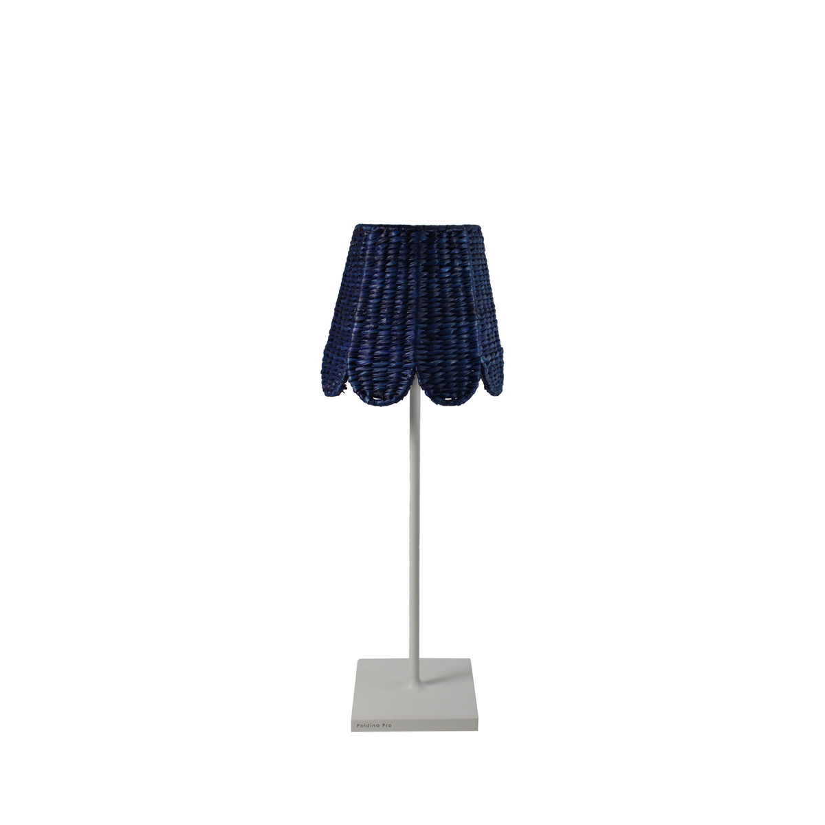 Small Scalloped Navy Seagrass Shade for Cordless Table Lamp