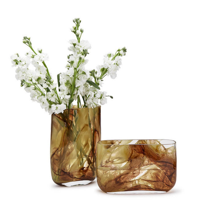 Organic Swirl Hand Blown Glass Vase (Horizontal)