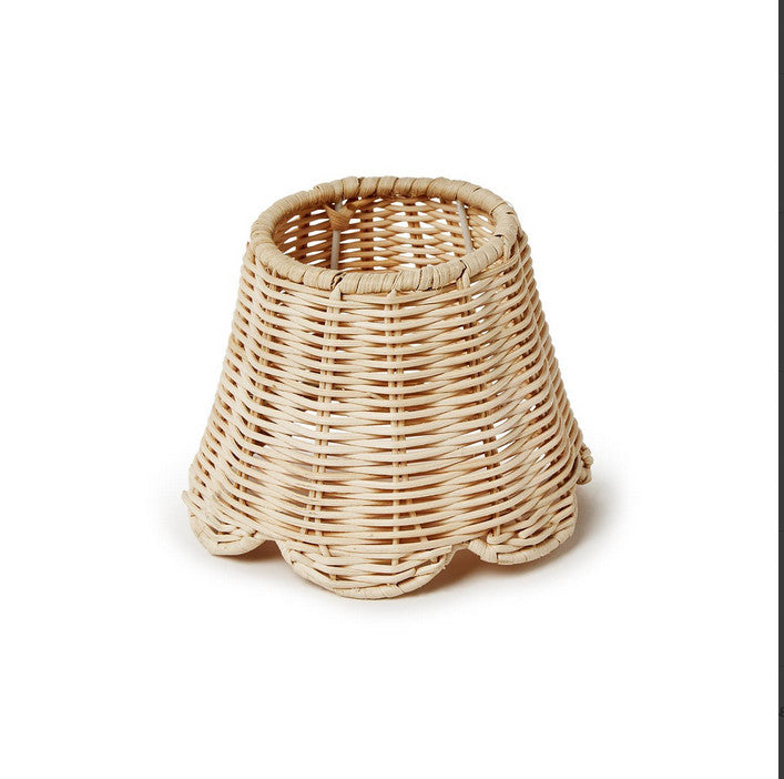 Rattan Lamp Shade with Scalloped Edge