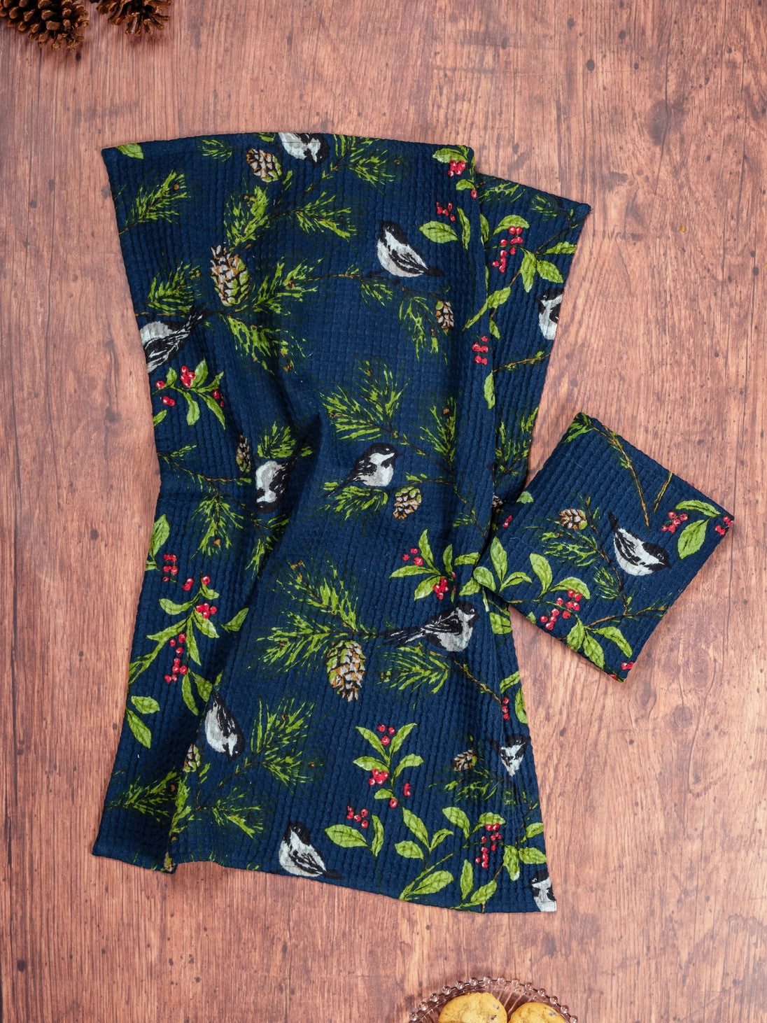 Chickadee Tea Towel- Navy