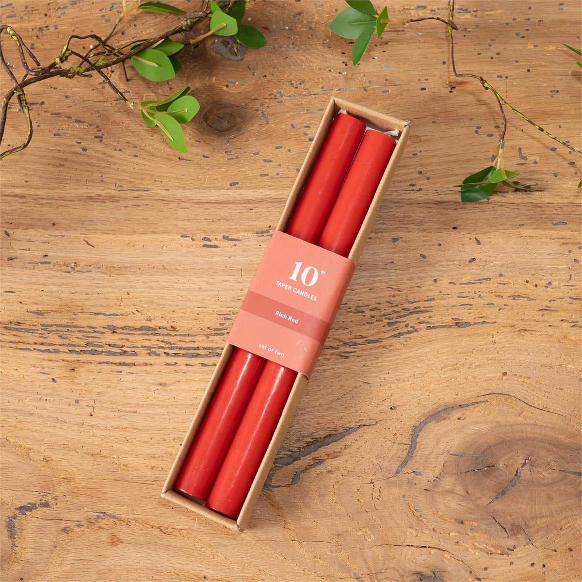 Red Taper Candle 10 In. (Set of 2)