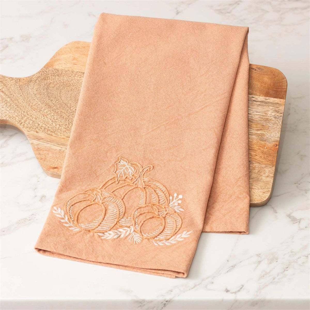 Tea Towels - Stonewash With Pumpkin Embroidery (Pk/02)