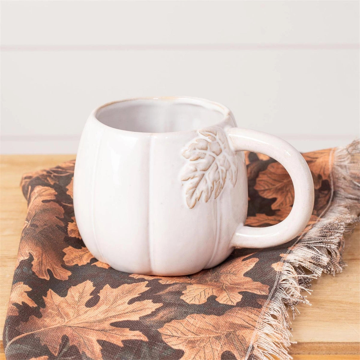 White Pumpkin Shape 16 oz Mug