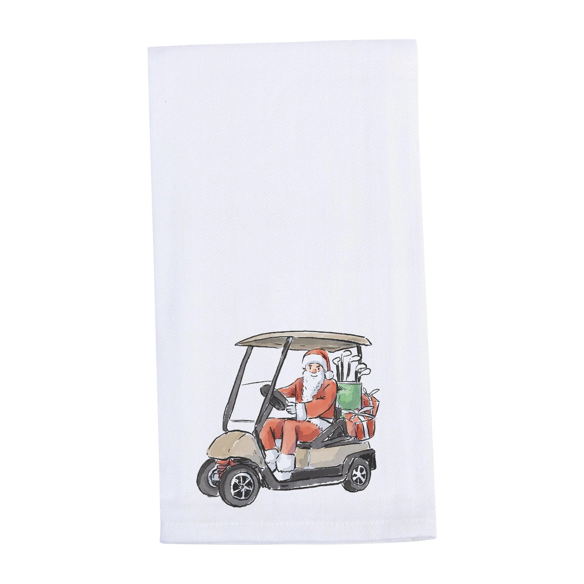 Santa Golf Cart Tea Towel