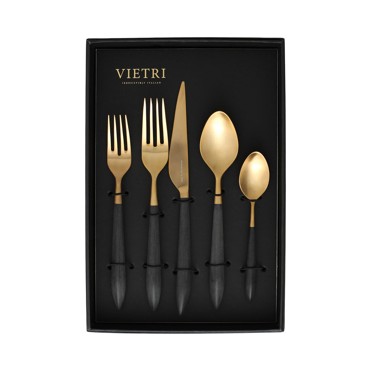 Ares Oro & Black Five-Piece Place Setting – Set of 4