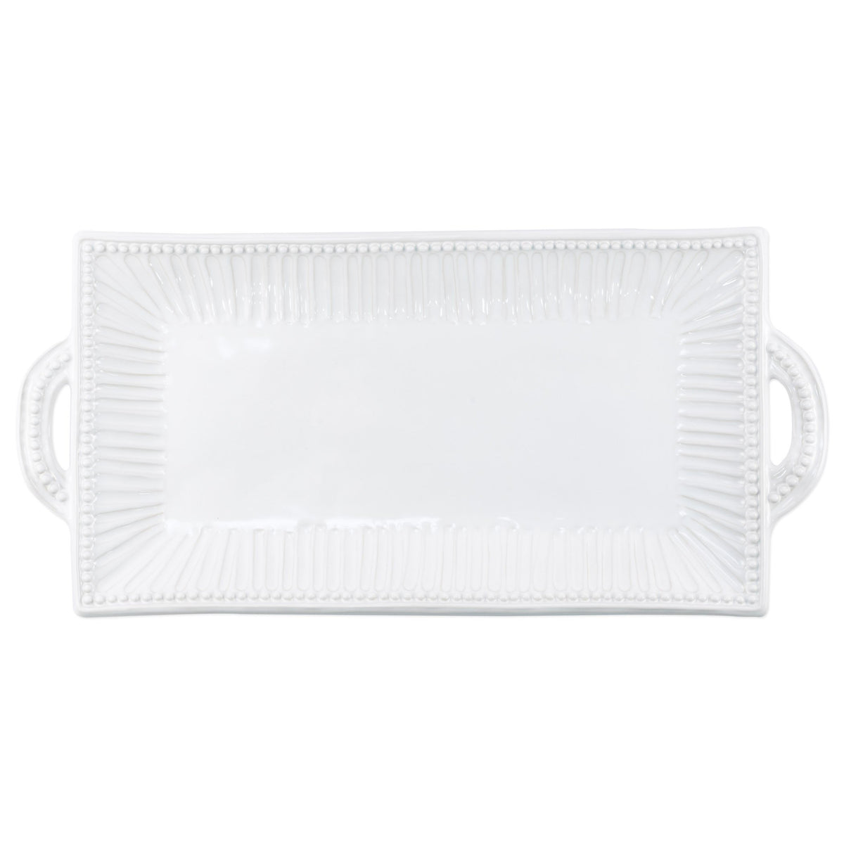 Incanto Stone White Stripe Handled Rectangular Platter