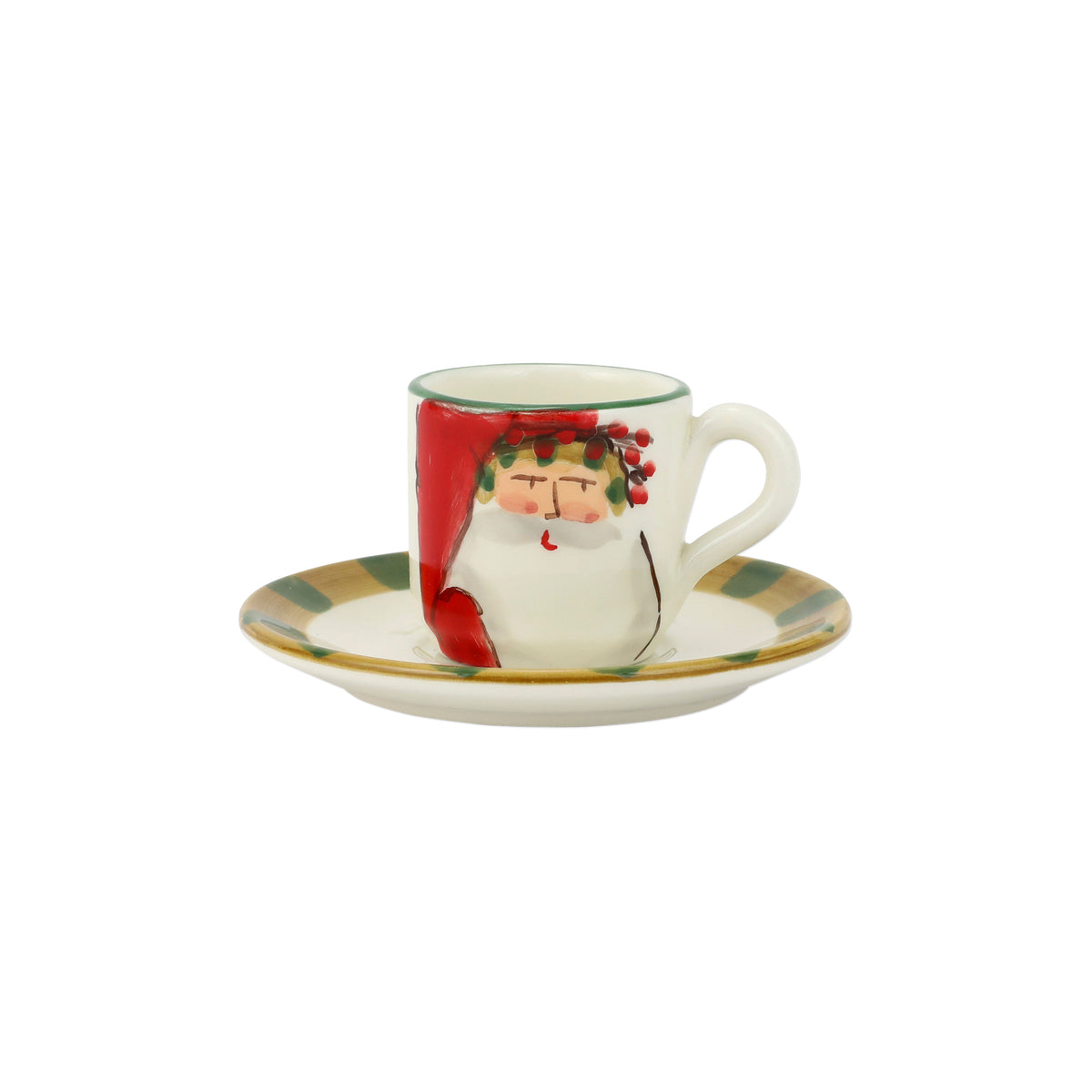 Old St. Nick Espresso Cup & Saucer - Striped Hat