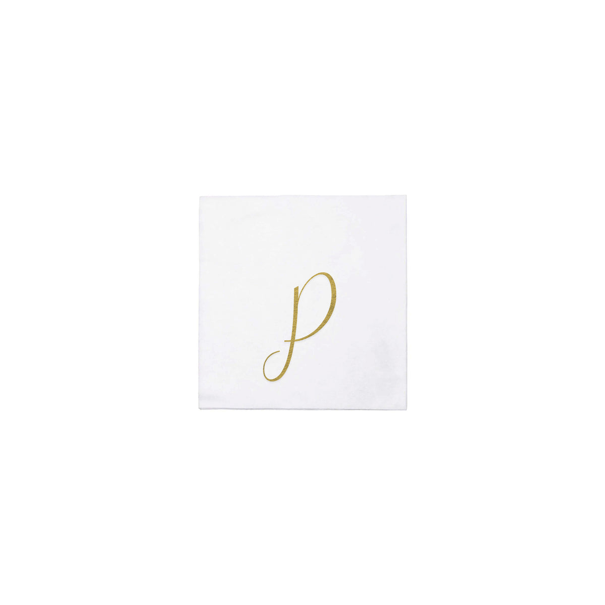 Papersoft Napkins Gold Monogram Cocktail Napkins - P (Pack of 20)