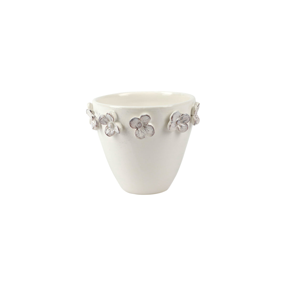 Rustic Garden White Flower Small Cachepot