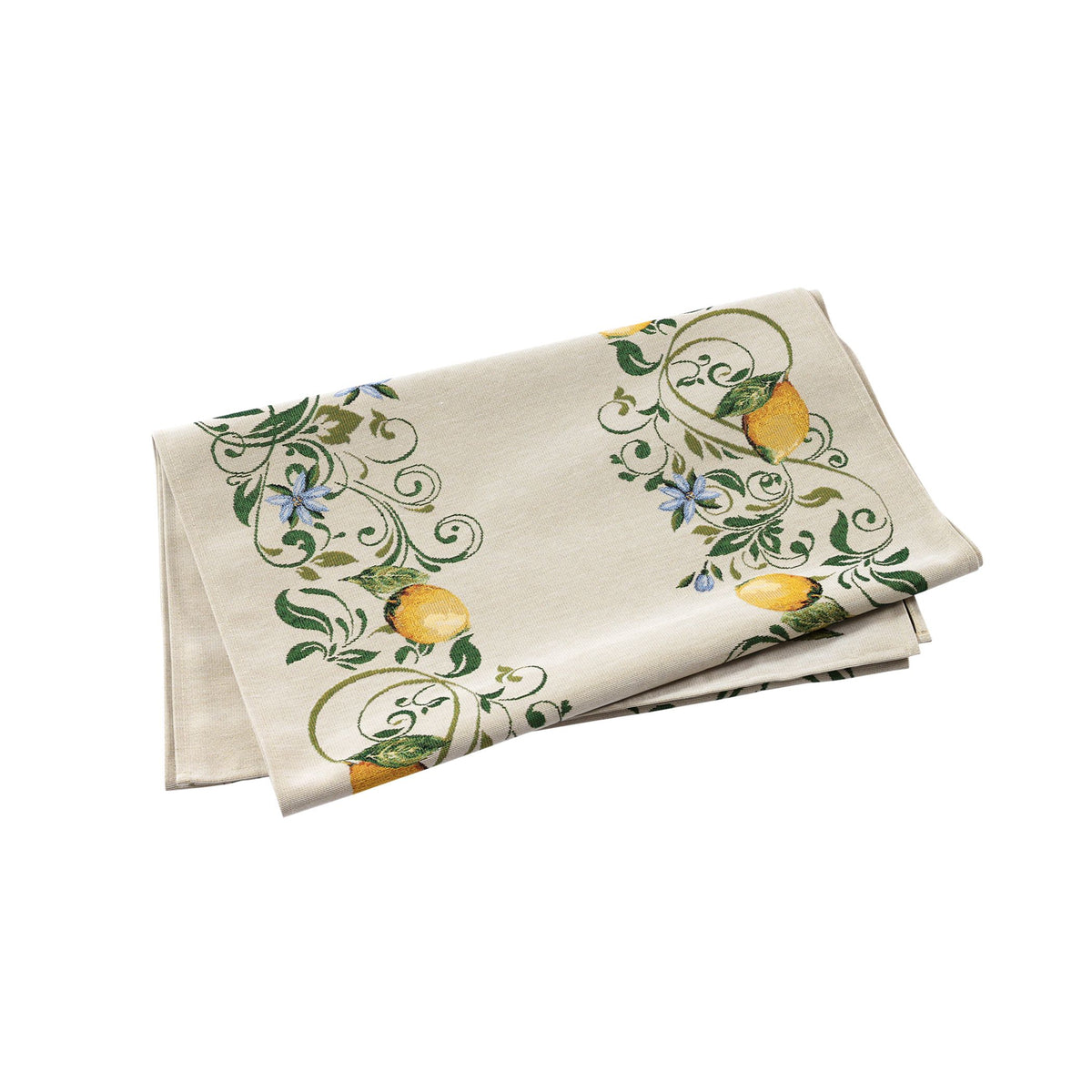 Tavola Lemons with Blue Flowers Runner