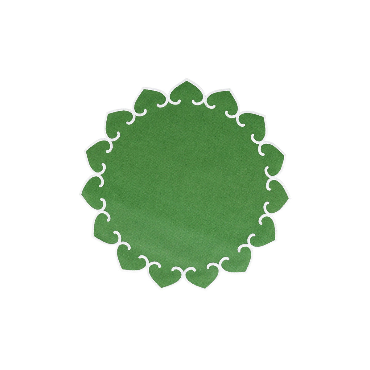 Tessuti Sage Green Round Placemats with White Stitching - Set of 4