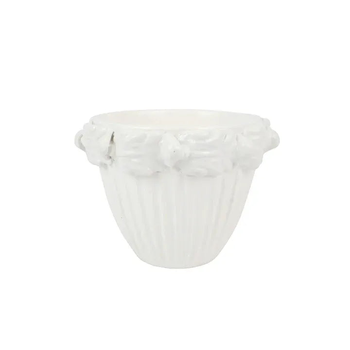 Rustic Garden White Planter w/ Flowers