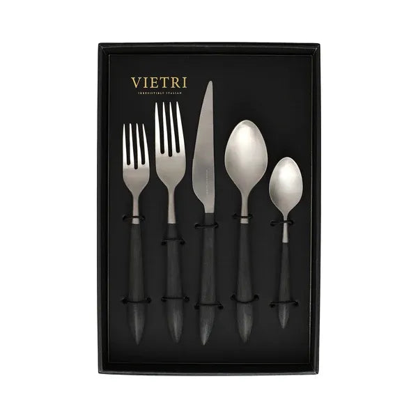 Ares Argento & Black Five-Piece Place Setting – Set of 4