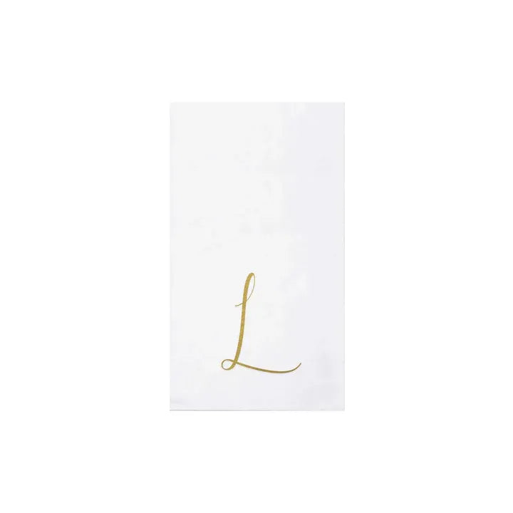 Papersoft Napkins Gold Monogram Guest Towels - L (Pack of 20)