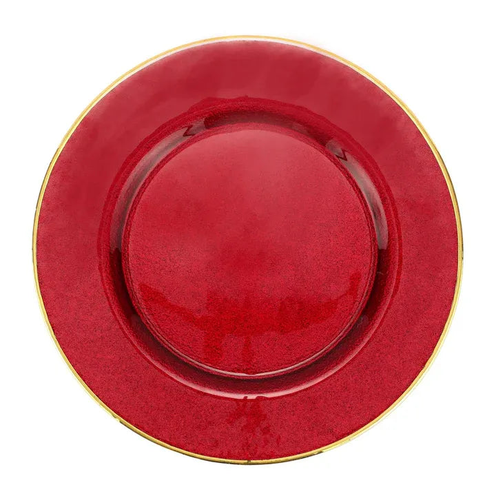 Metallic Glass Ruby Service Plate/Charger