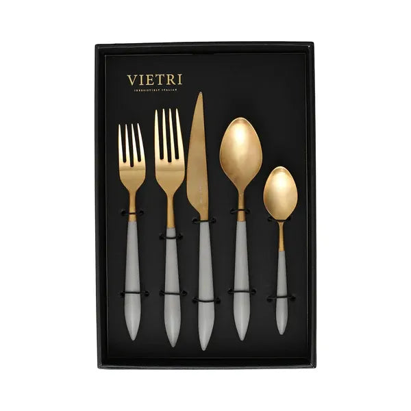 Ares Oro & Light Gray Five-Piece Place Setting – Set of 4