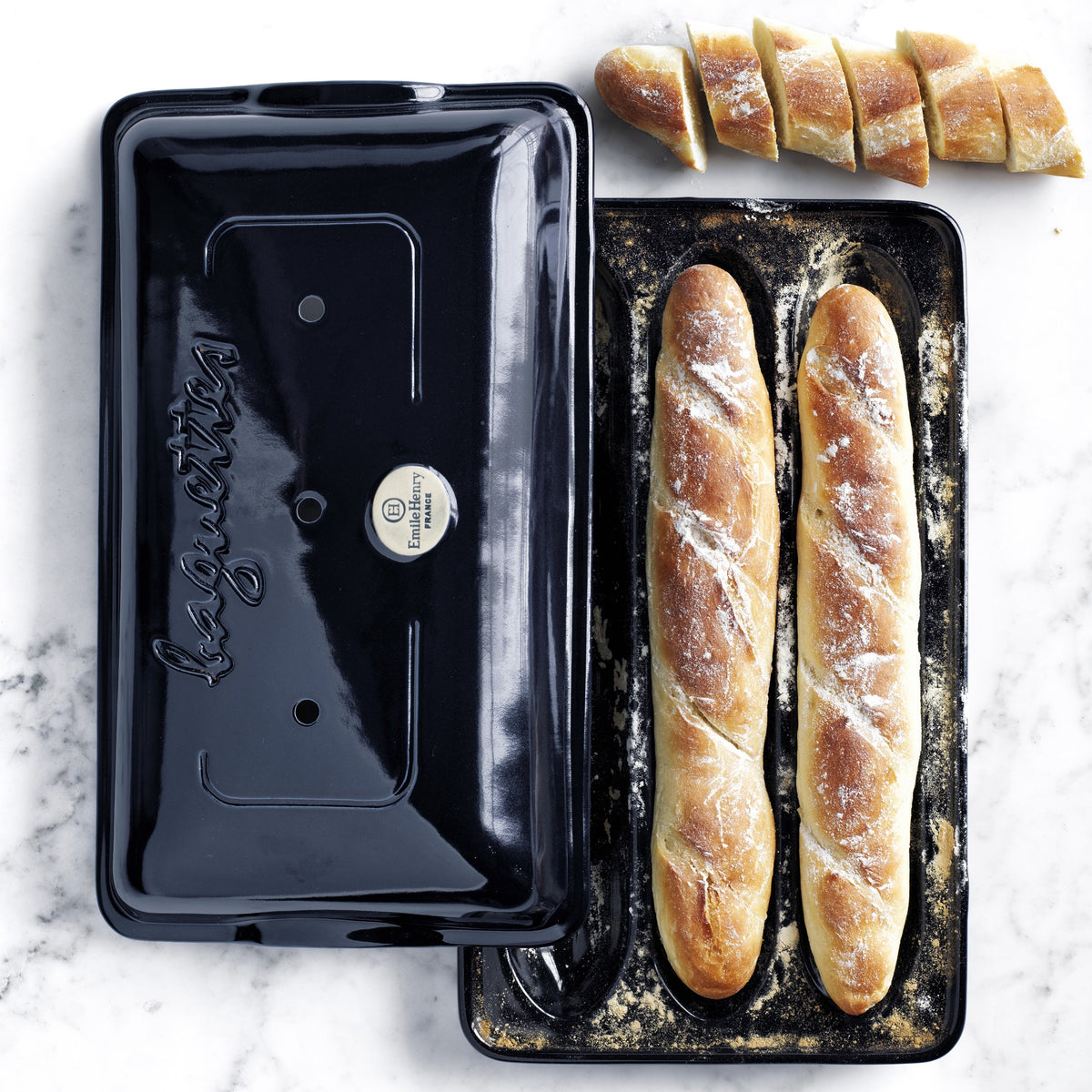 French Ceramic Baguette Baker, Charcoal