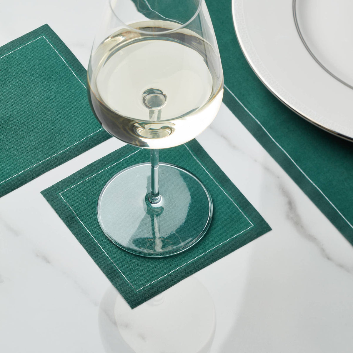 English Green Cotton Cocktail Napkins 50 Units