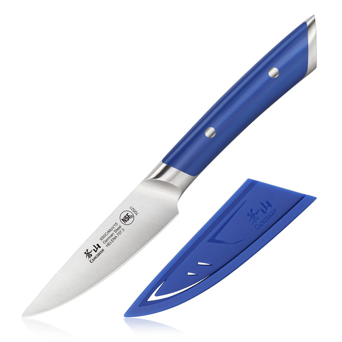 HELENA 3.5-Inch Paring Knife with Sheath, Forged German Steel , BLUE