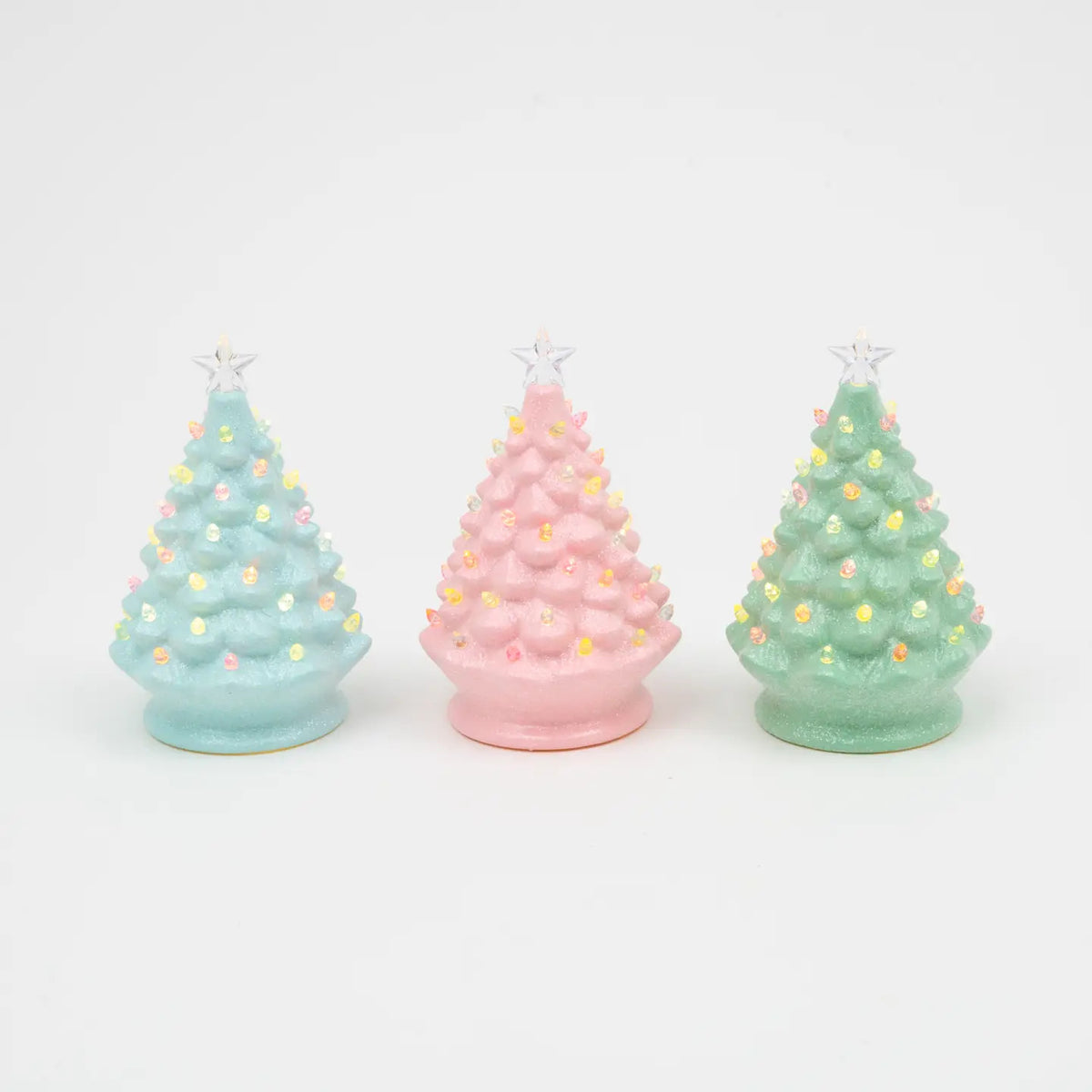 Christmas 8"H B/O Lighted Ceramic Christmas Tree w/ Timer (Asst'd Colors)