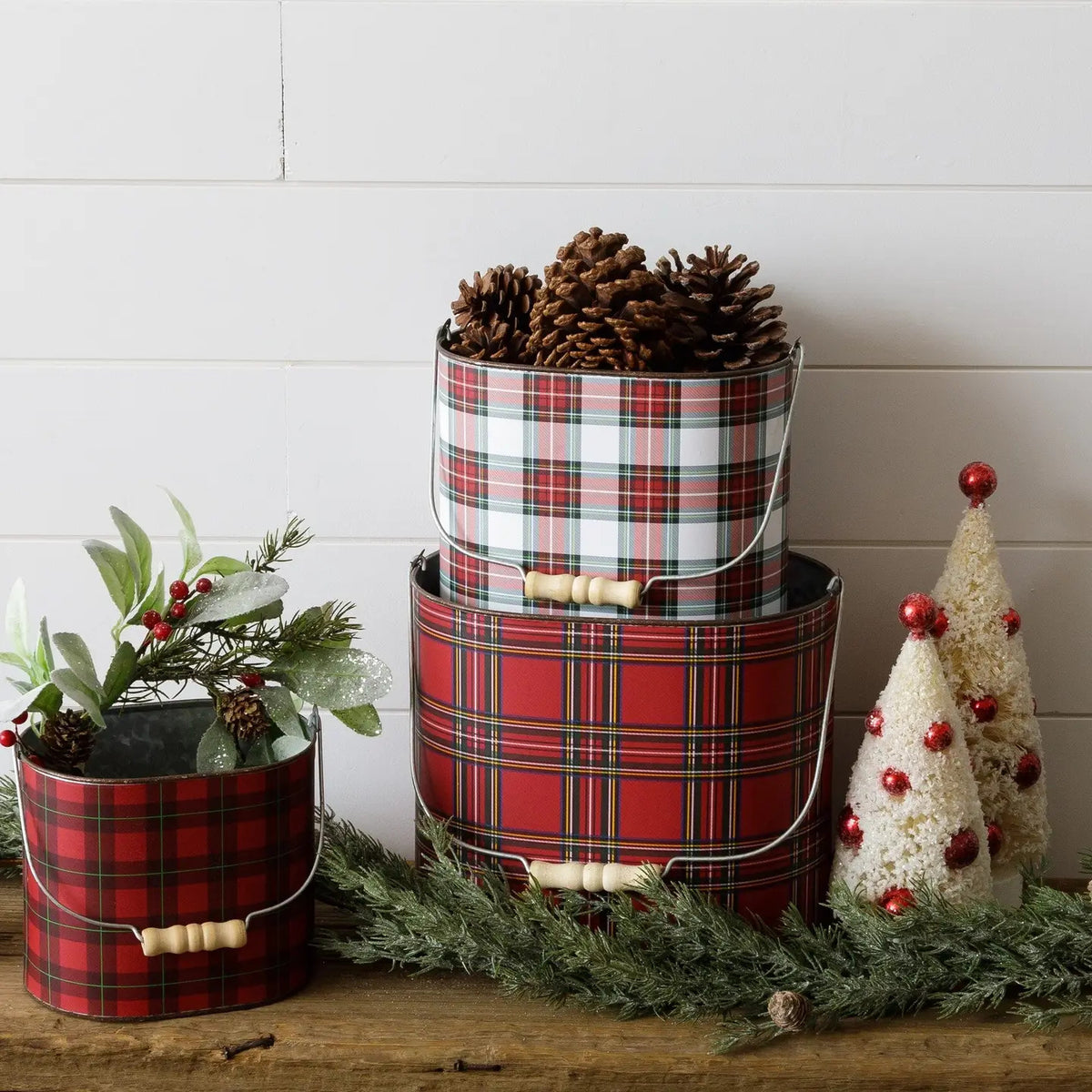 Red Tartan Tins (Set of 03)