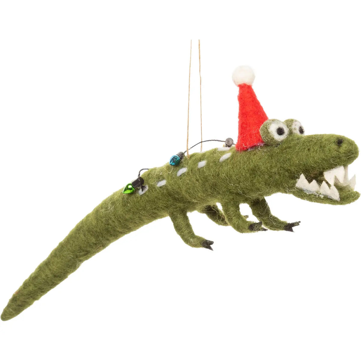 Felt Alligator w/ Santa Hat Ornament