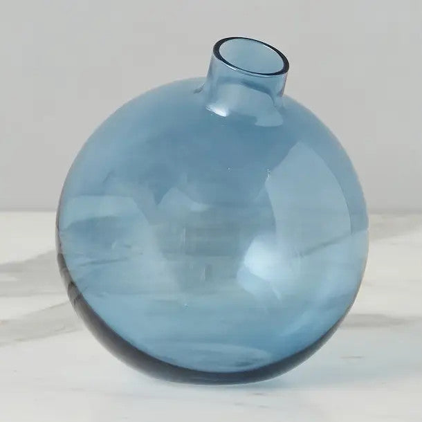 Glass Sphere Bud Vase, Navy Blue
