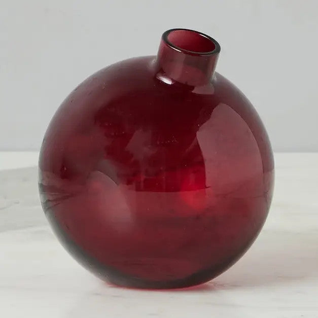 Glass Sphere Bud Vase, Merlot