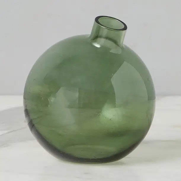 Glass Sphere Bud Vase, Spruce Green