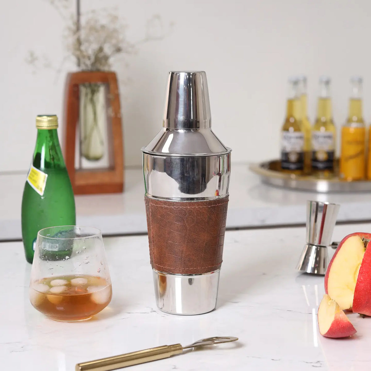 Leather Stainless Steel Cocktail Shaker