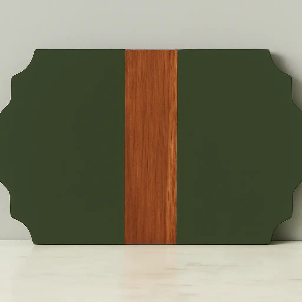 Trefoil Wood Cheese Board Charger, Spruce Green