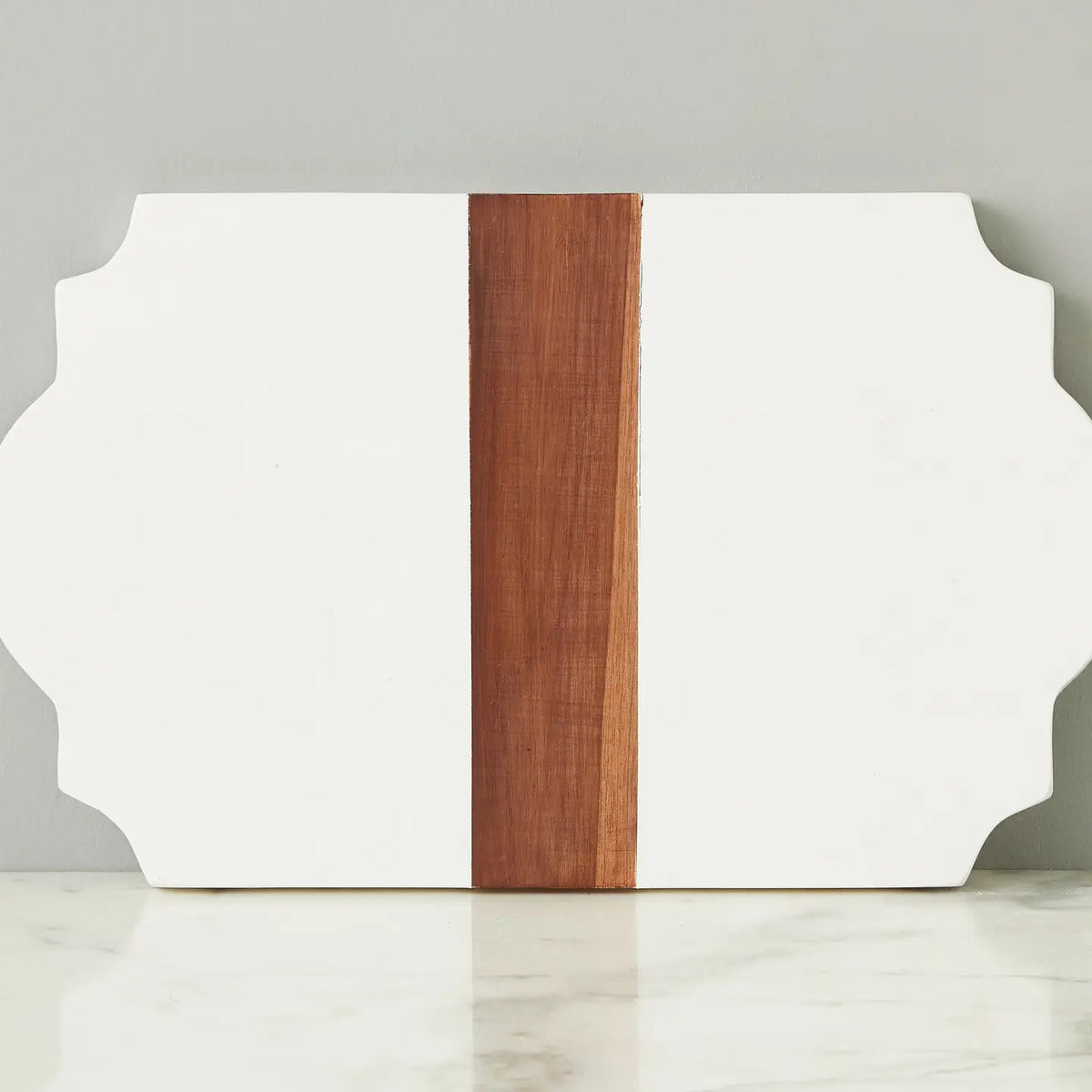 Trefoil Wood Cheese Board Charger, White