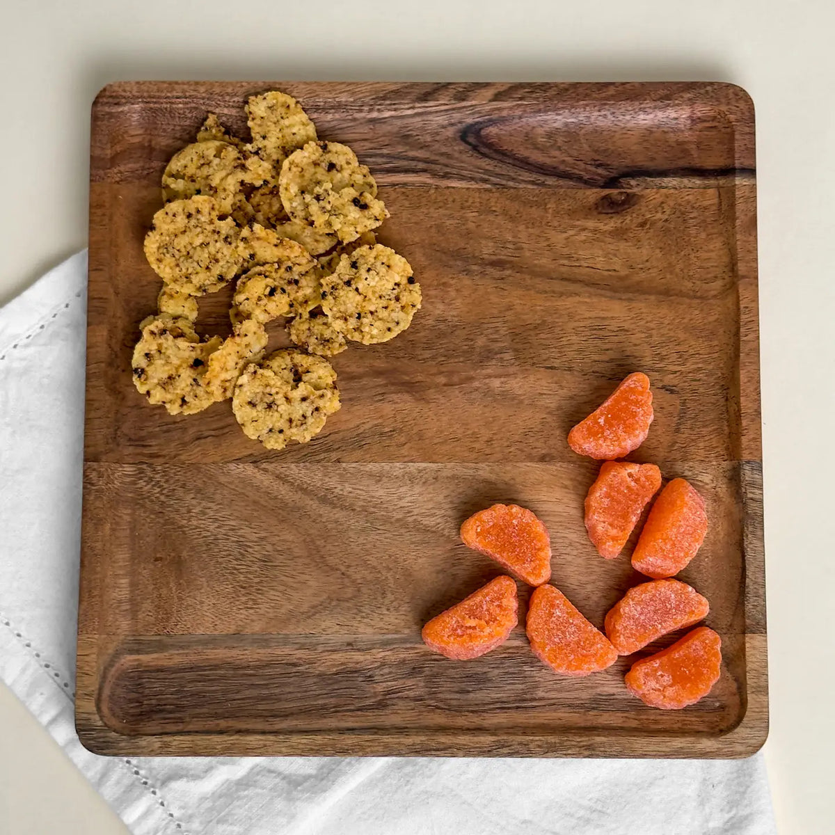Large Natural Wood Square Tray