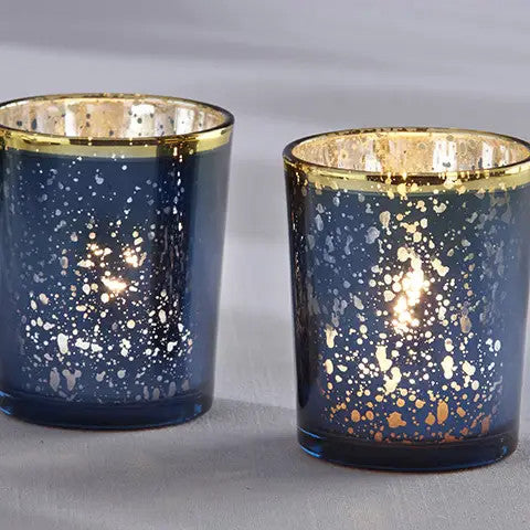 Blue Mercury Glass Tea Light Holder (Set of 4)